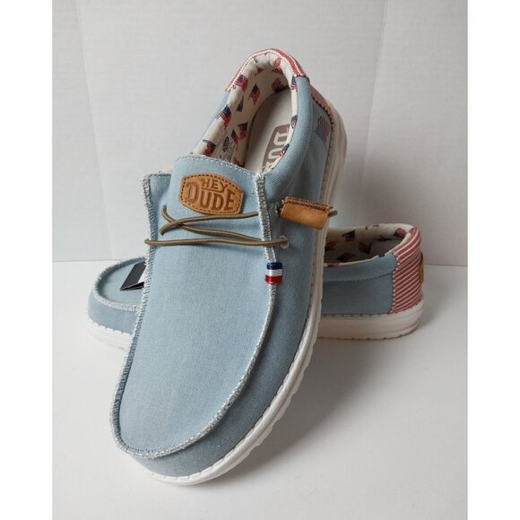 Hey Dude Other - NWT Hey Dude Americana Denim Stripe Slip On Casual Sneaker Men's sz 11